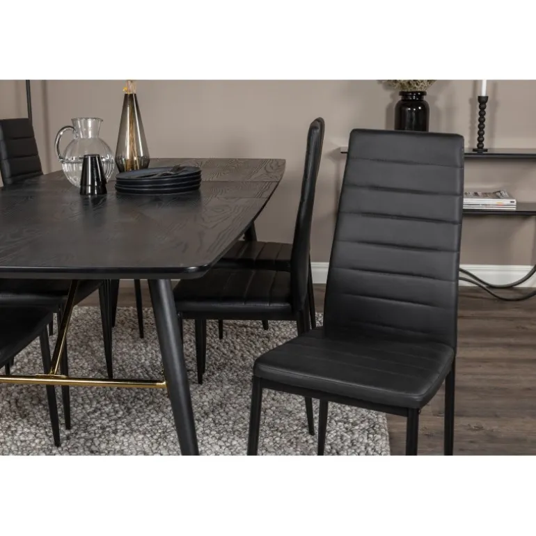 Guld t Spisebordssæt - Sort og Messing