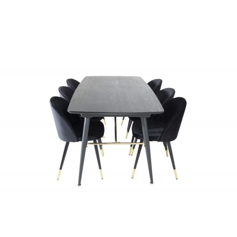 Guld t Spisebordssæt - Sort og Messing