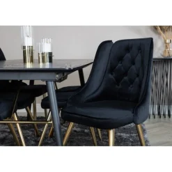 Guldfarvet t Spisebordssæt - Sort og Messing