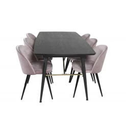 Guldfarvet t Spisebordssæt - Sort og Pink