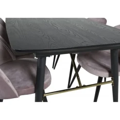 Guldfarvet t Spisebordssæt - Sort og Pink