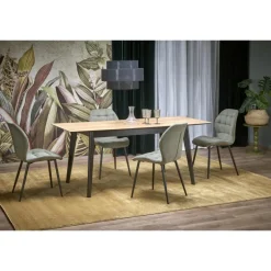 GULIAN Spisebord med udtræk, wotan eg / Sort