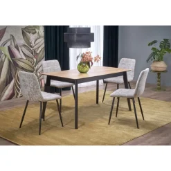 GULIAN Spisebord med udtræk, wotan eg / Sort