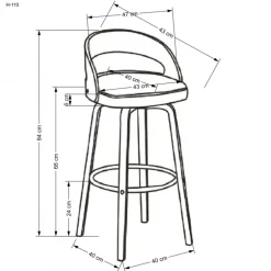 H110 Barstol, Creme / Valnød