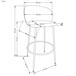 H116 Barstol, Creme/guld