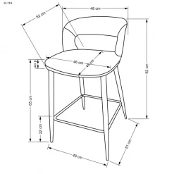 H114 Barstol, Grå / Valnød