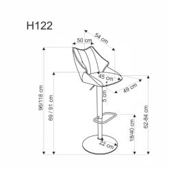 H122 Barstol, Sort / Grå