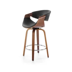 H123 Barstol, Sort/Valnød