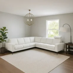 Hadsten Hvid Læder hjørnesofa