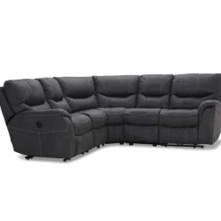 HAGA Colorado hjørnesofa grå stof/læder PU m. reclinerfunktion