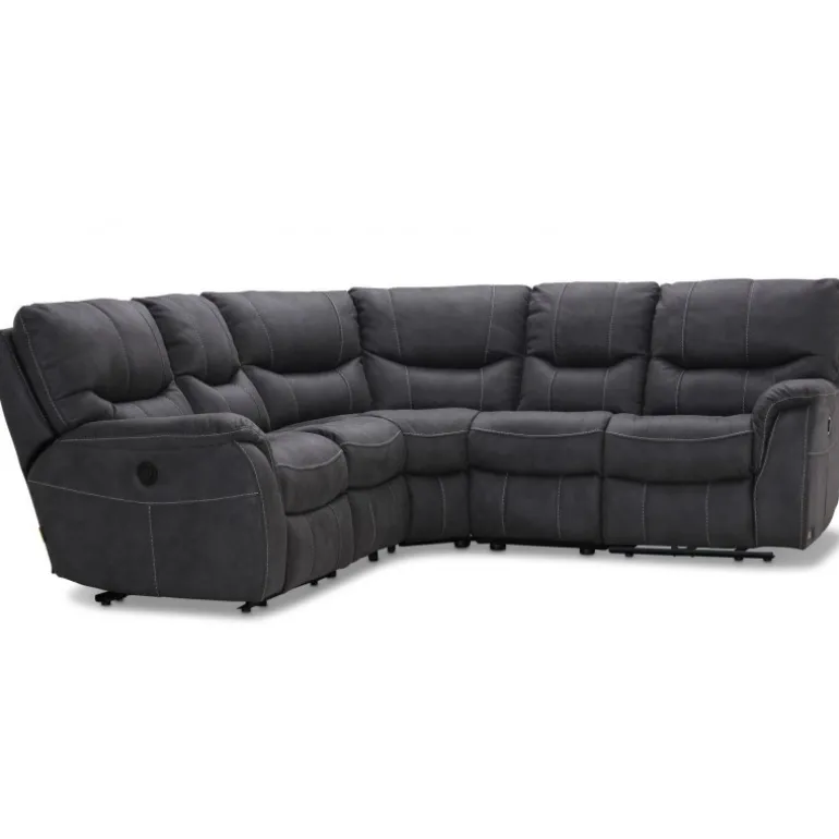 HAGA Colorado hjørnesofa grå stof/læder PU m. reclinerfunktion