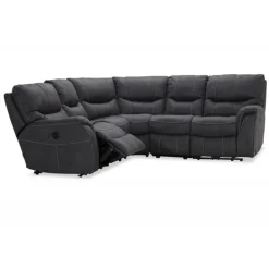 HAGA Colorado hjørnesofa grå stof/læder PU m. reclinerfunktion