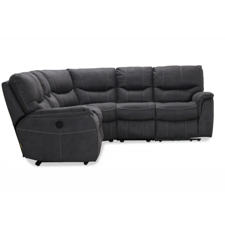 HAGA Colorado hjørnesofa grå stof/læder PU m. reclinerfunktion