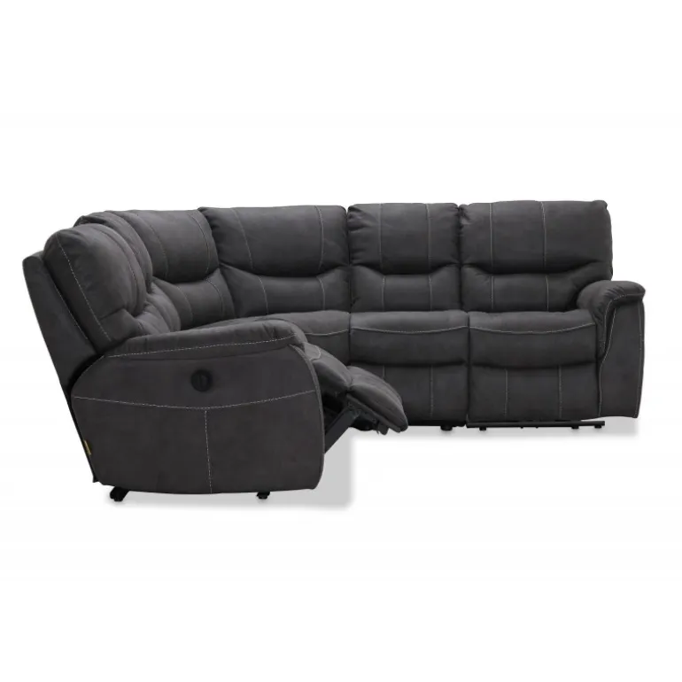 HAGA Colorado hjørnesofa grå stof/læder PU m. reclinerfunktion