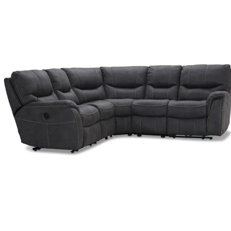 HAGA Colorado hjørnesofa grå stof/læder PU m. reclinerfunktion