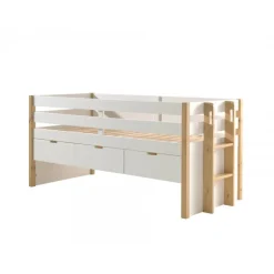 Halvhøj seng 90 x 200 – Margrit, natur/hvid