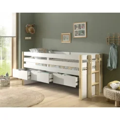 Halvhøj seng 90 x 200 – Margrit, natur/hvid