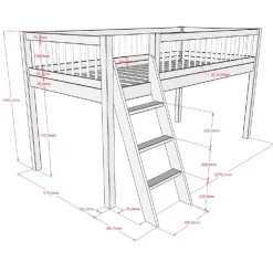 Halvhøj seng 90 x 200 cm – Forrest Beech, hvid