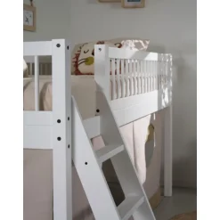 Halvhøj seng 90 x 200 cm – Forrest Beech, hvid