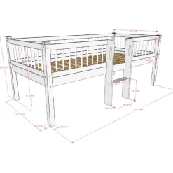 Halvhøj seng 90 x 200 cm – Forrest Bøg, hvid