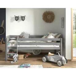 Halvhøj seng 90 x 200 cm – Pino, grå