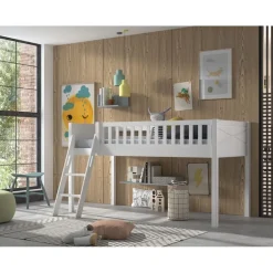 Halvhøj seng 90 x 200 cm – Scott, hvid