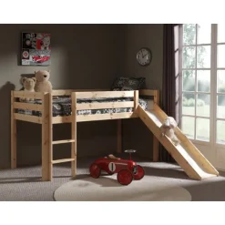 Halvhøj seng med rutsjebane 90x200 – Pino, natur