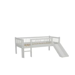Halvhøj seng med rutsjebane 90 x 200 – Forrest Beech, hvid