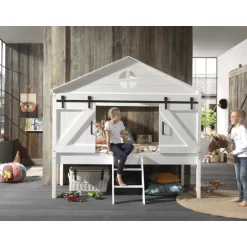 Halvhøj seng til børn 90 x 200 – Barnie, hvid