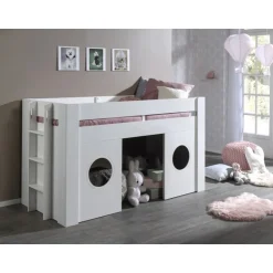 Halvhøj seng til børn 90 x 200 – Freya, hvid