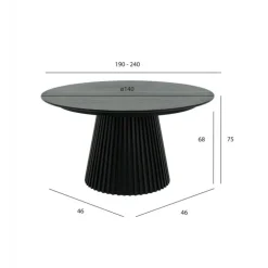 Hammel Udtræksbord i Sort Eg – Ø140 cm (Udvides til 240 cm)