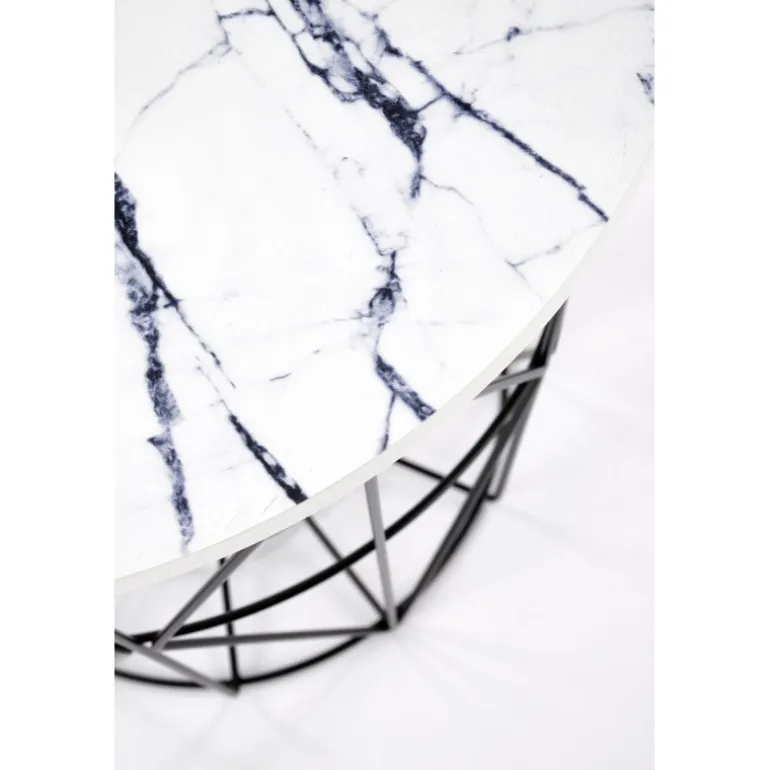 HARISSA_B sofabord, Sort / Hvid marmor