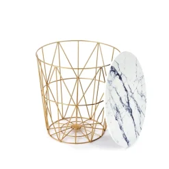 HARISSA_G sofabord, guld / Hvid marmor