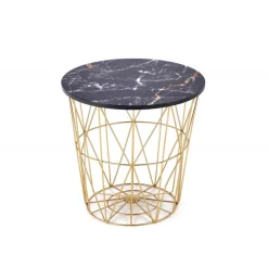 HARISSA_G sofabord, guld/Sort marmor