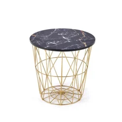 HARISSA_G sofabord, guld/Sort marmor