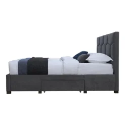 HARRIET 160x200cm seng med skuffer - Grå Velour