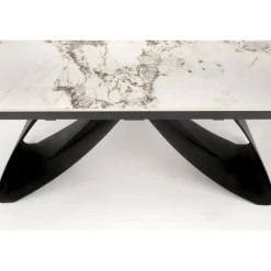 HILARIO Spisebord med udtræk, Beige marmor / Sort
