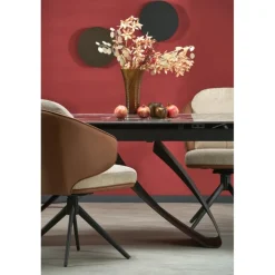 HILARIO Spisebord med udtræk, Sort marmor / Sort