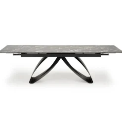 HILARIO Spisebord med udtræk, Sort marmor / Sort