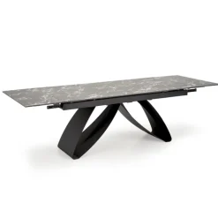 HILARIO Spisebord med udtræk, Sort marmor / Sort