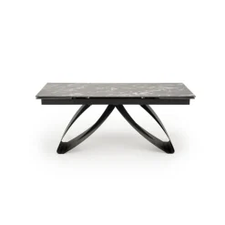 HILARIO Spisebord med udtræk, Sort marmor / Sort