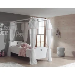 Himmelset til seng – Amori tekstil, lyserød kant