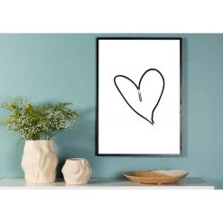 Hjerteplakat - Sort og Hvid