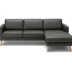 Hjort Knudsen Hvidovre chaiselong lædersofa Højrevendt