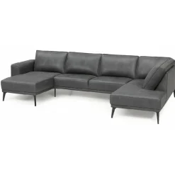 Hjort Knudsen Ishøj læder U-sofa Venstrevendt