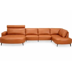 Hjort Knudsen Lolland læder U-sofa Venstrevendt