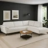 Hjort Knudsen Roskilde Hjørnesofa hvid læder - højrevendt