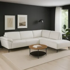 Hjort Knudsen Roskilde Hjørnesofa hvid læder - højrevendt