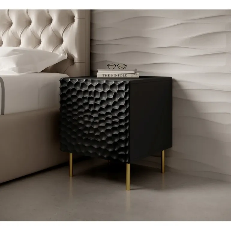 HOLE sengebord Sort mat/Sort mat