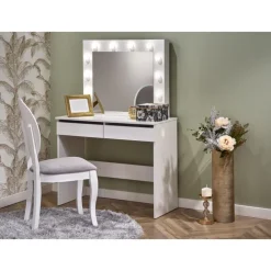 Hollywood - Sminkebord med spejl - Hvid